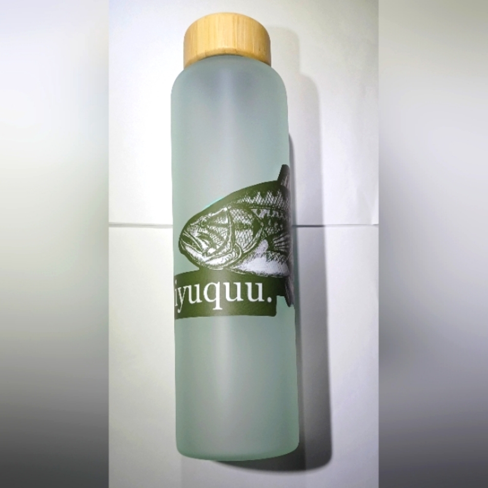 Fish Print Glass Bottle NIP